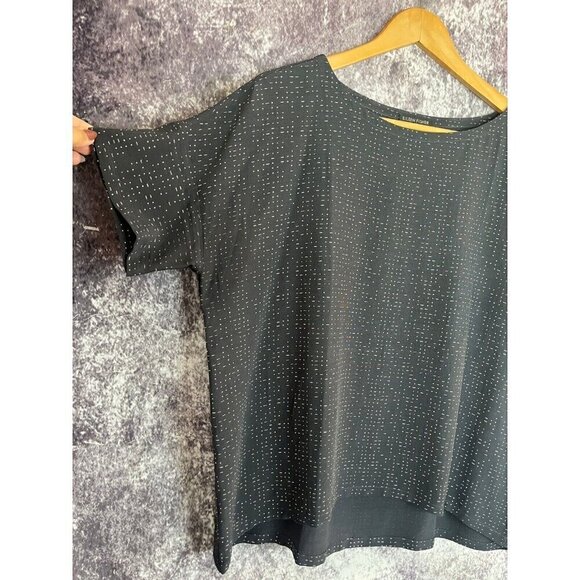 Eileen Fisher Womens Xs Morse Code Dotted Tencel Viscose Crepe Boxy Lagenlook - Picture 4 of 11